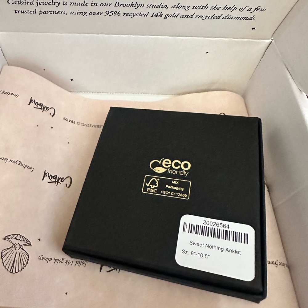 ❌SOLD❌ catbird • sweet nothing anklet 14k solid yellow gold - Picture 4 of 7